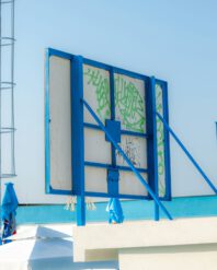 Werbebanner von hinten
