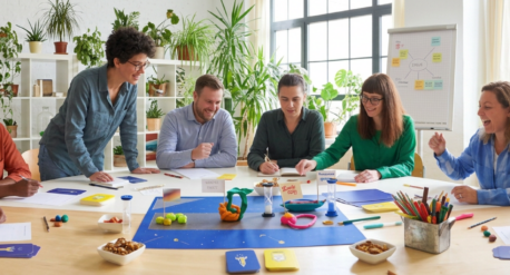 people sitting around a table workshop game